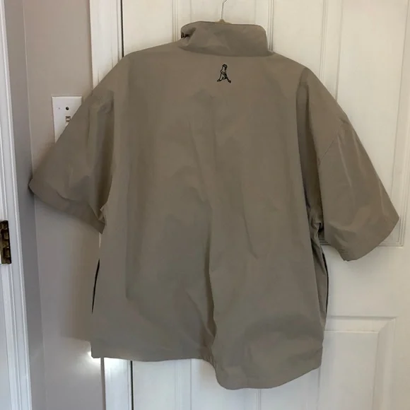 NWT!! Ping Brand Pull-Over Short Sleeve Rain Jacket in Khaki with Crest Logo - Picture 4 of 10